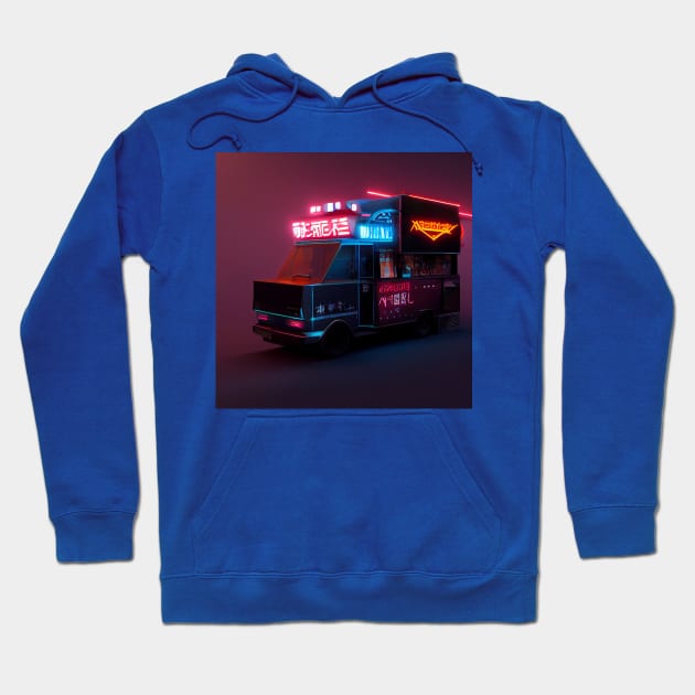 Cyberpunk Tokyo Ramen Food Truck Hoodie by Grassroots Green